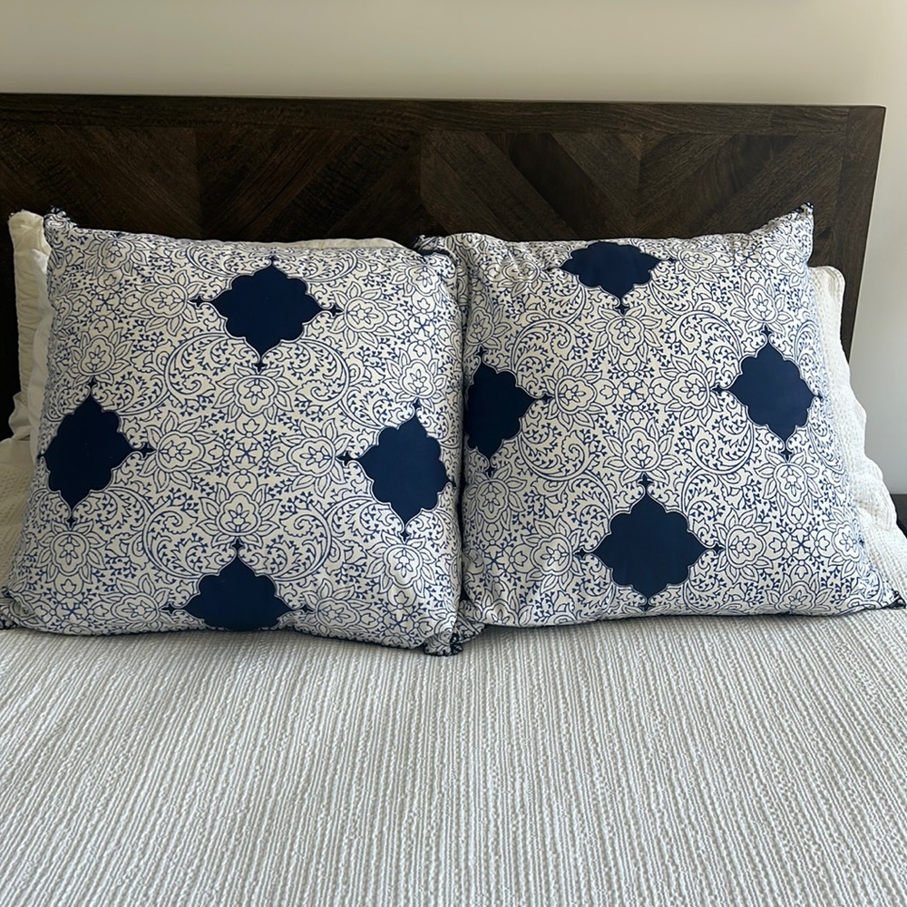 Anthropologie Blue and White Decorative Pillows